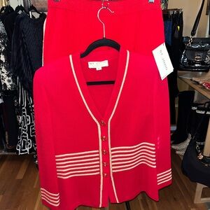 St. John Vibrant Red Skirt Set